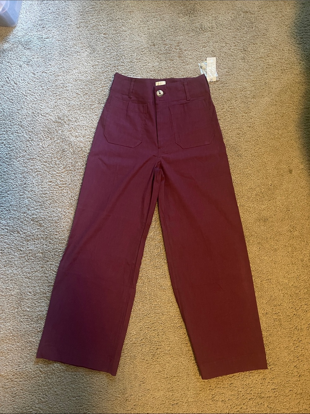 Anthropologie Burgundy Wide-Leg High-Rise Pants